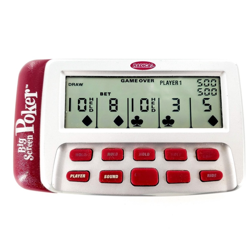 Vtg 1995 Radica Big Screen Poker Electronic Handheld Poker Game Tested Works